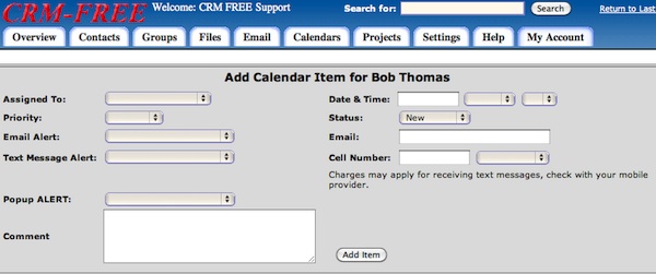 CRM FREE add calendar item