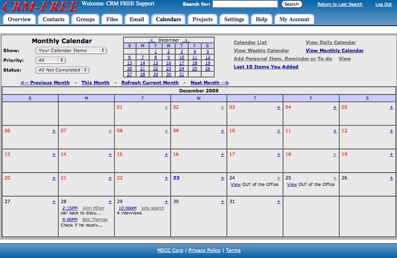 CRM FREE web based contact management