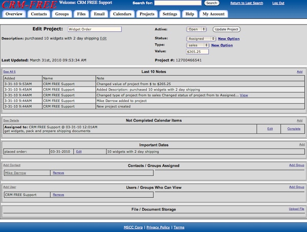 CRM FREE web based contact management