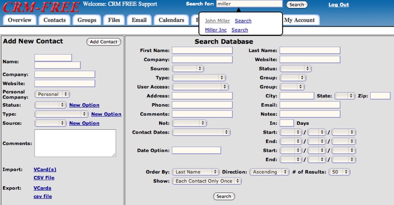 CRM FREE web based contact management