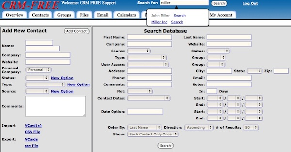 CRM FREE web based contact management